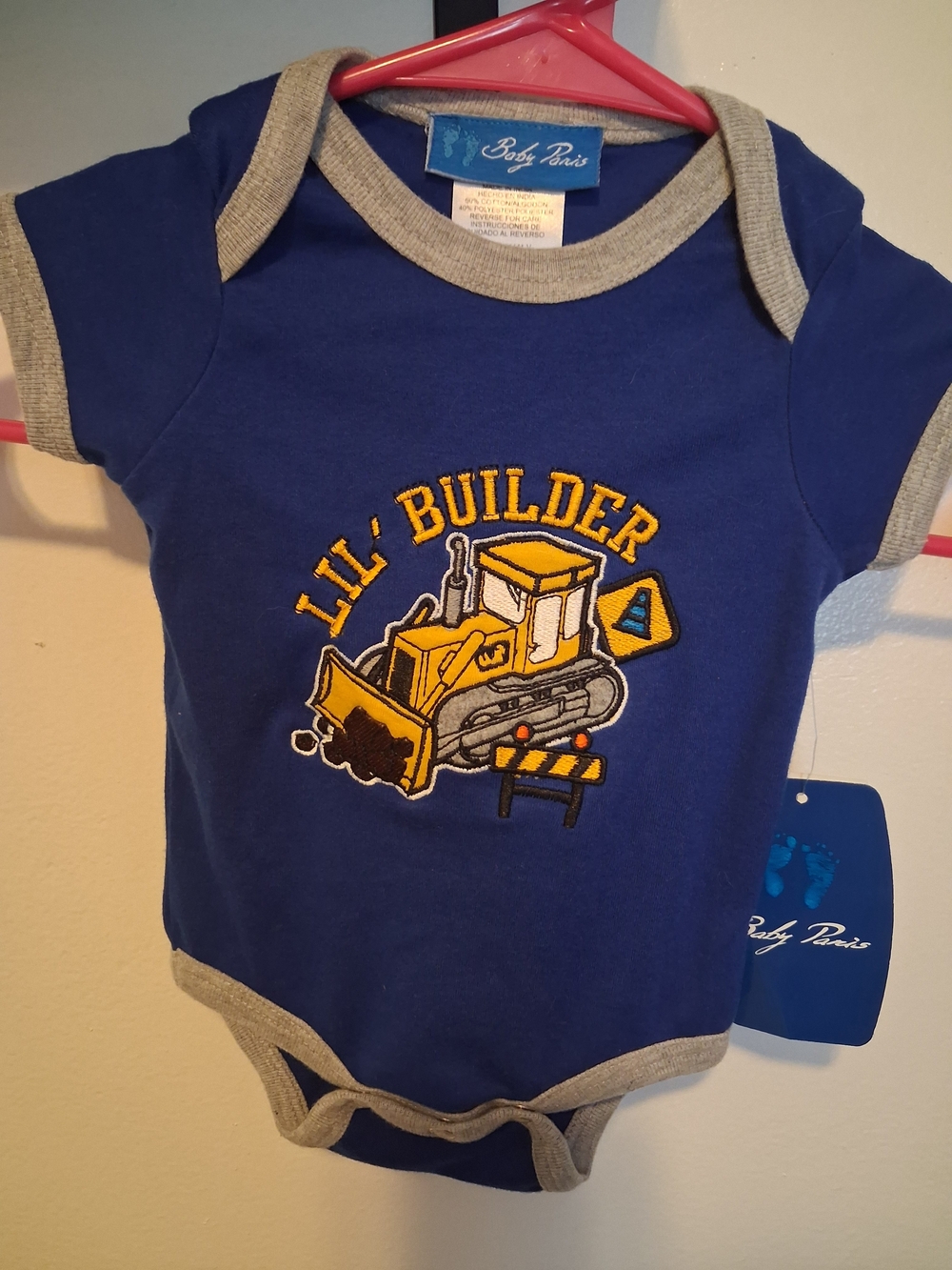Lil' Builder Blue One-Piece Bodysuit